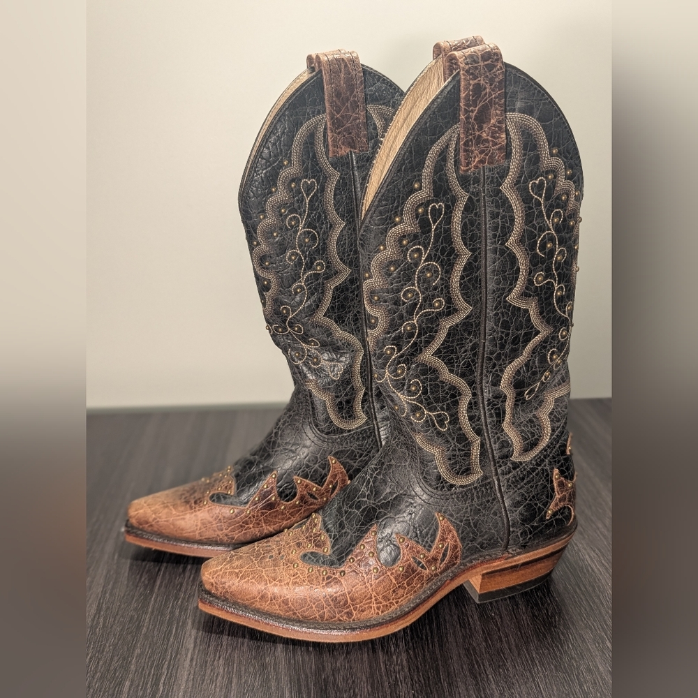 Canada West Brahma 4104 Snip Toe & Heel Brass Grommet Ladies Western Boots Sz 6
